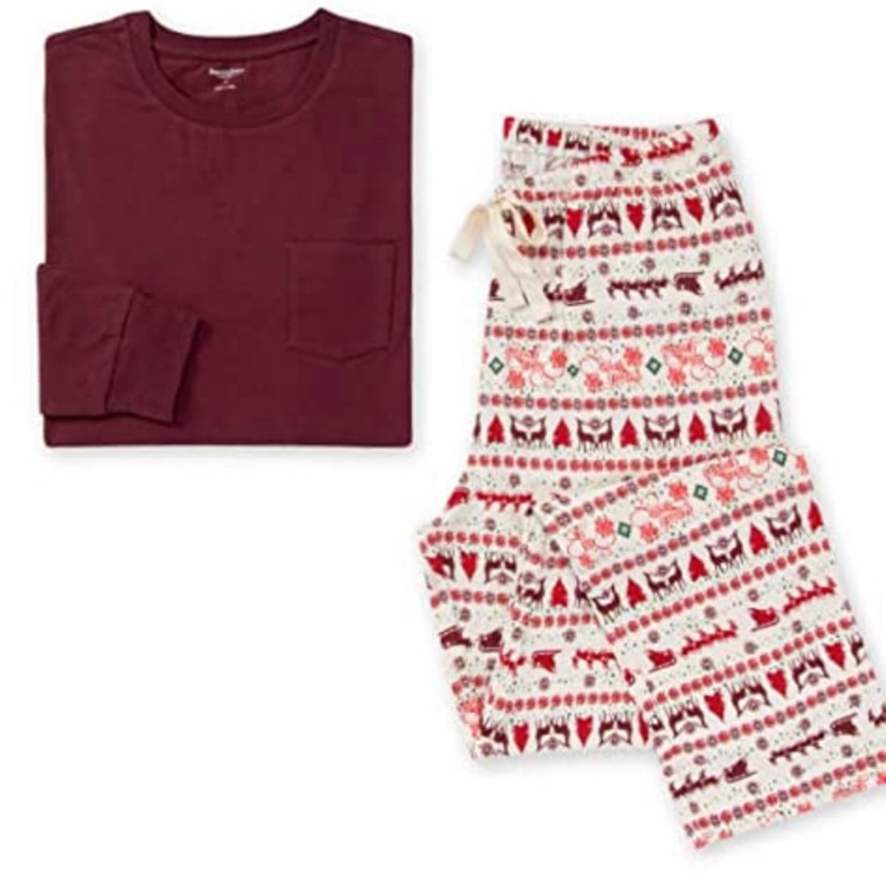 Men's pocket tee & lounge pants Christmas holiday pajama set XXL